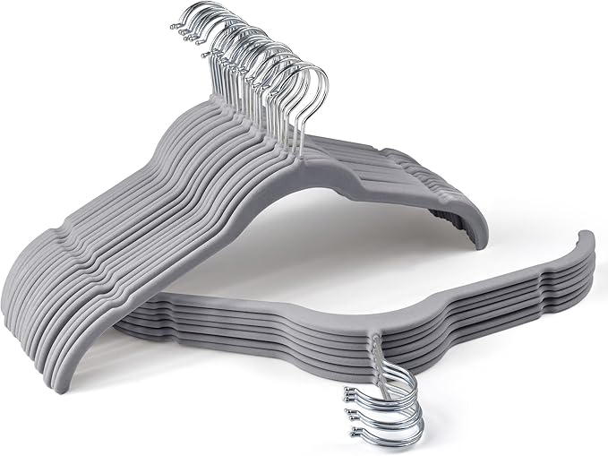 Premium Velvet Shirt Hangers 30 Pack, Space-Saving Non-Slip Felt Hanger by Sishynio