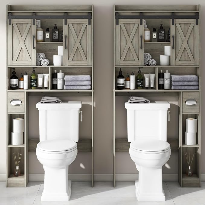 Vabches Over The Toilet Storage Cabinet, Farmhouse Storage Cabinet Over Toilet - Image 3