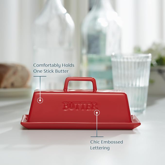Butter Dish with Lid for Countertop, by Kook, Ceramic Dish Tray with Cover - Image 3