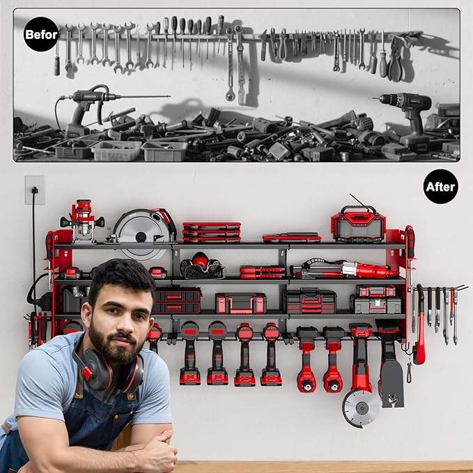 12 Cordless Drill Holder Large Power Tool Organizer Wall Mount - Image 5