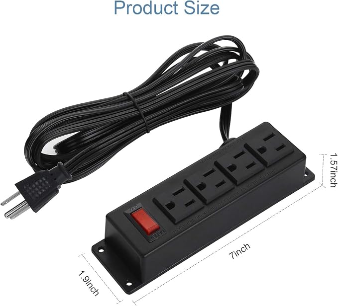 2Pack Wall Mount Power Outlet Strip, 4 Outlet Mountable Power Strip - Image 3