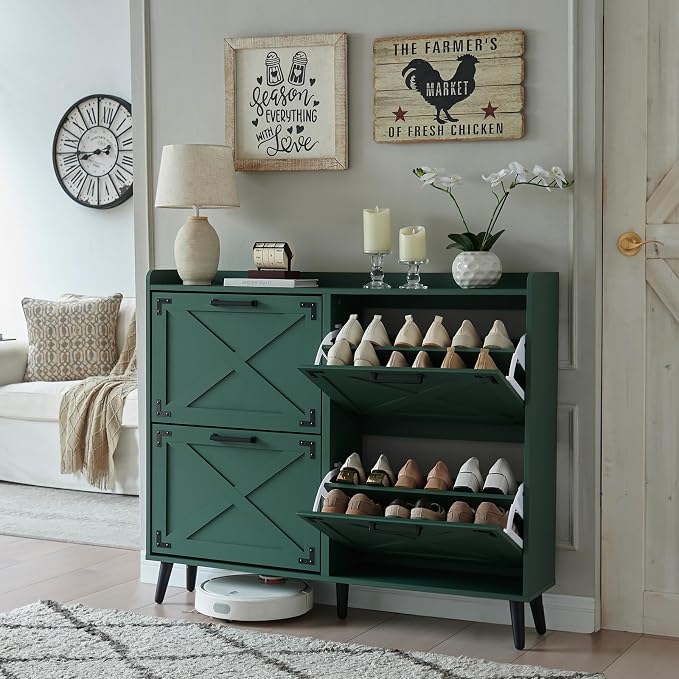 Shoe Storage Cabinet, Farmhouse Shoe Organizer by Barnyatoh