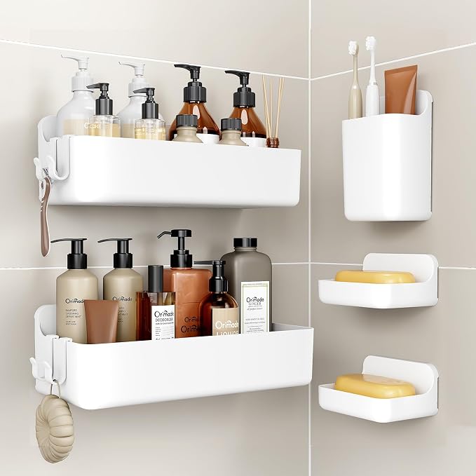 Orimade Shower Caddy 5-Pack, No-Drill Adhesive Shelves by Orimade