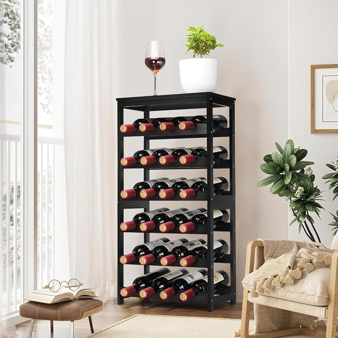 Wine Rack 24-Botttle Freestanding Floor, 6-Tier Wine Rack Shelf - Image 4