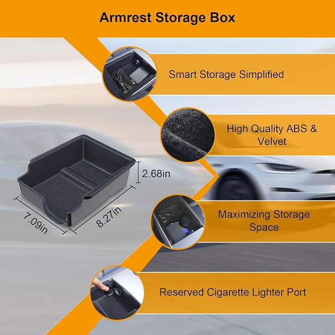 Center Console Organizer Tray for Tesla Model Y 2020-2024, Hidden Storage Box - Image 5