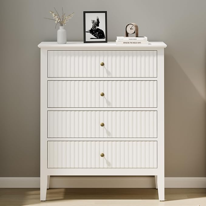 RoyalCraft White Fluted 4 Drawer Dresser by Bringyoubetterlife