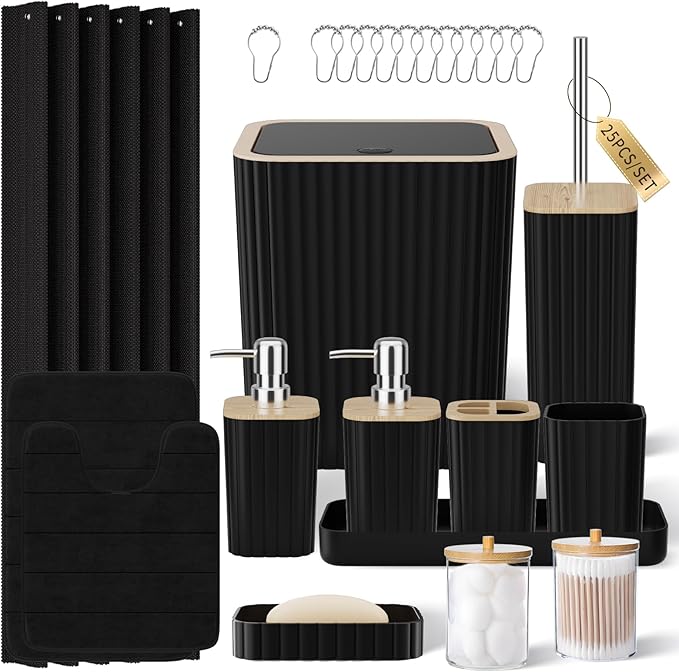 Bathroom Set - 25PC Black Bathroom Set by BetterbathroomwithXLHOME