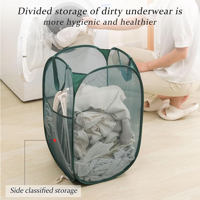 Upgraded 100L Extra Large Mesh Pop Up Laundry Basket - Image 7
