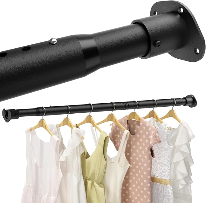 Closet Rods for Hanging Clothes, 16.5 to 79 Inches Adjustable Closet Rod by MIUVIBENI