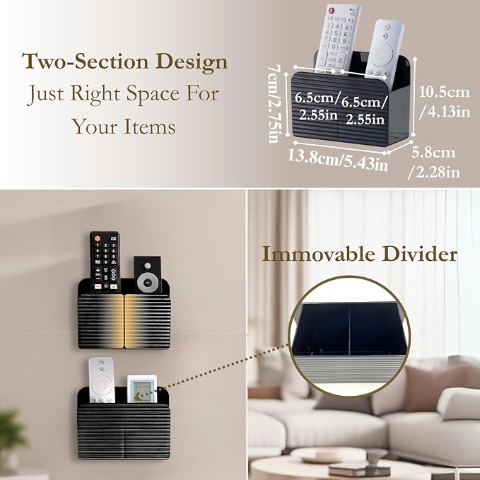 LINFIDITE 2 Pack Adhesive TV Remote Control Holder Wall Mount TV Remote Holder - Image 3