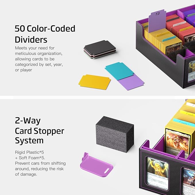 Trading Card Storage Box 5-Row 3900+ Capacity, TCG MTG Card Case - Image 4