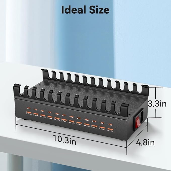 300W Charging Station for Multiple Devices, ALI SEA 24 Port USB C Fast Charging - Image 7