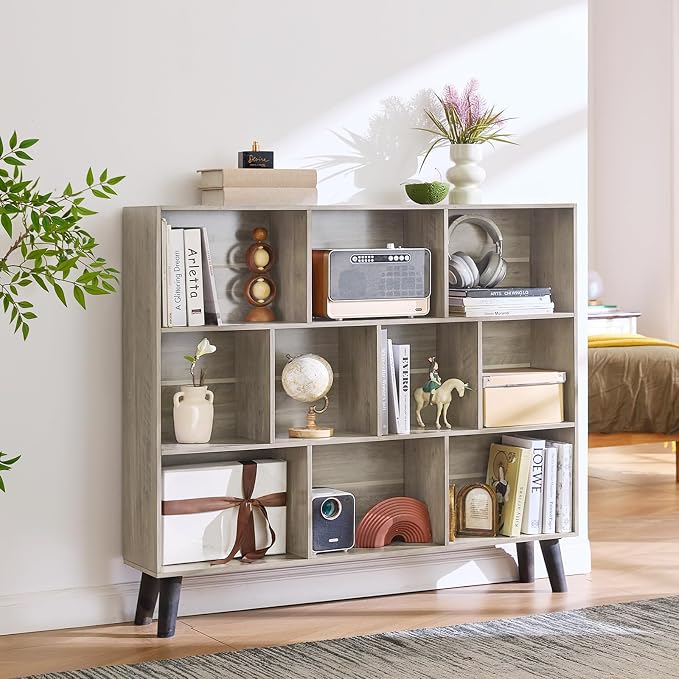 LEYAOYAO 10 Cube Bookshelf, 3 Tier Modern Wide Bookcase - Image 6