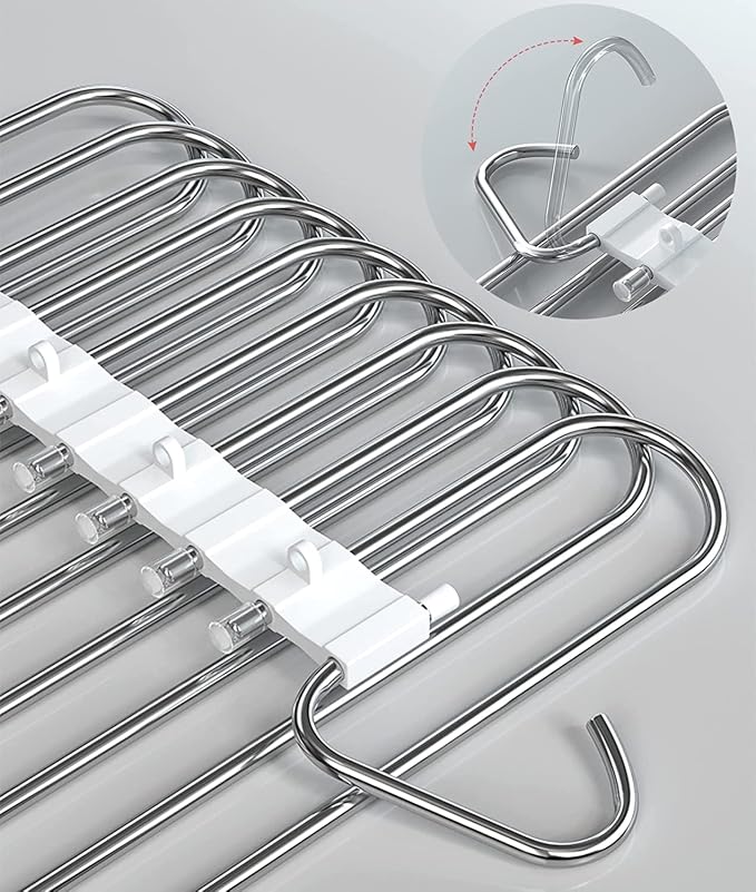 Upgrade Pant Hangers Space Saving, Non Slip Stainless Steel Multifunctional - Image 5