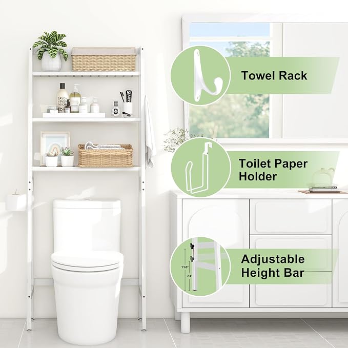 MallKing Over The Toilet Storage, Wooden 3-Tier Over-The-Toilet Rack Bathroom - Image 5