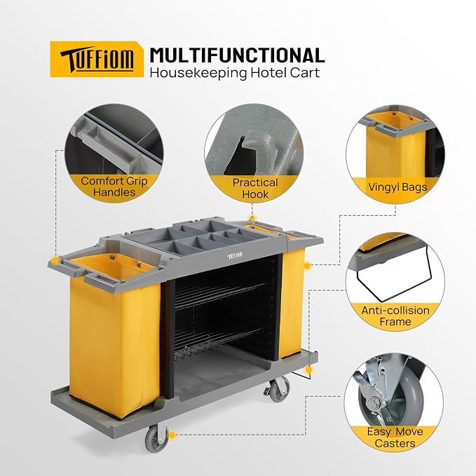 Premium Hotel & Housekeeping Cart on Wheels, 154LBS Multifunctional Commercial - Image 2