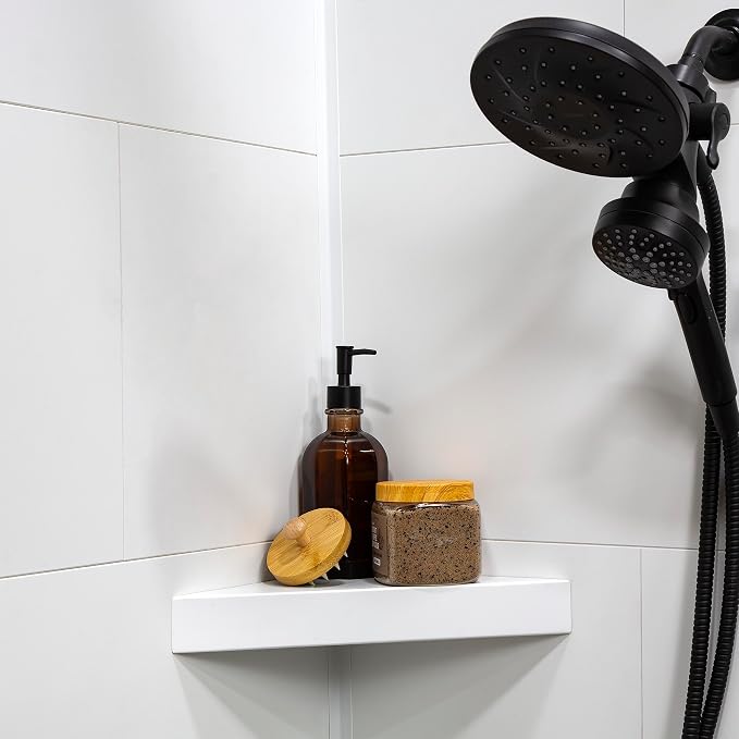 Palisade Vinyl Waterproof Corner Shower Shelf in Dusty Pearl - Image 5