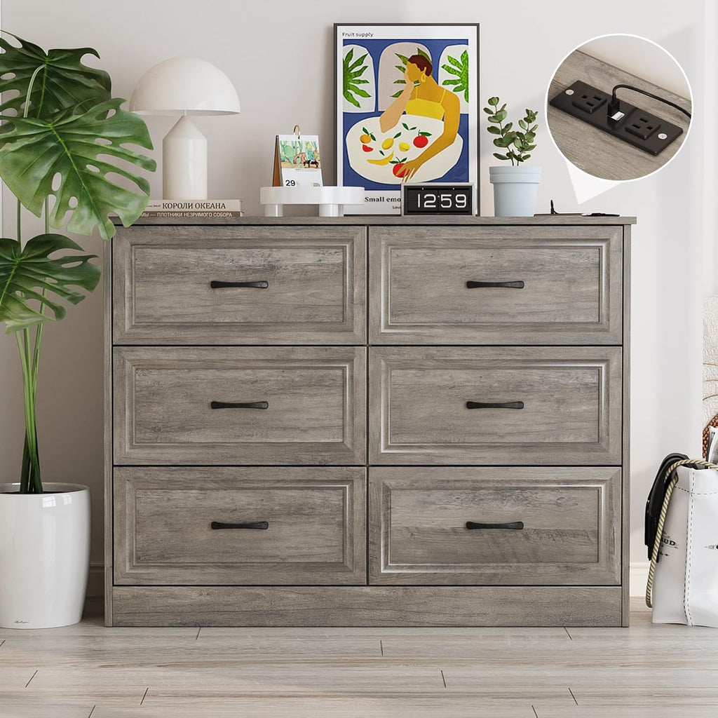 Fameill Dresser for Bedroom, 6 Drawer Wide Dresser Organizer with