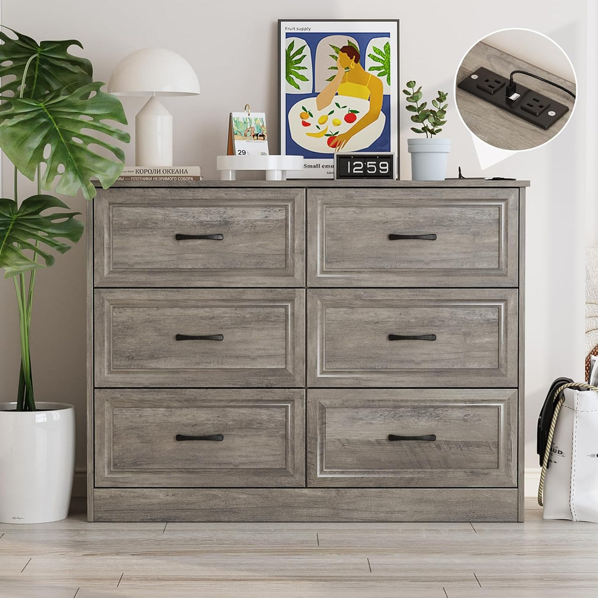 Fameill Dresser for Bedroom, 6 Drawer Wide Dresser Organizer with