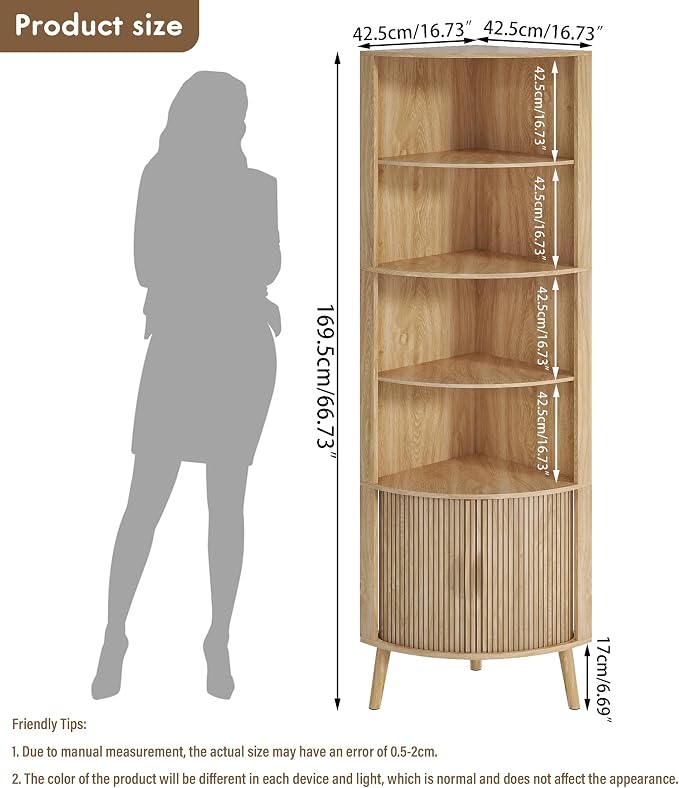 Corner Cabinet, 66.73'' Tall Modern Corner Bathroom Storage Cabinet - Image 2