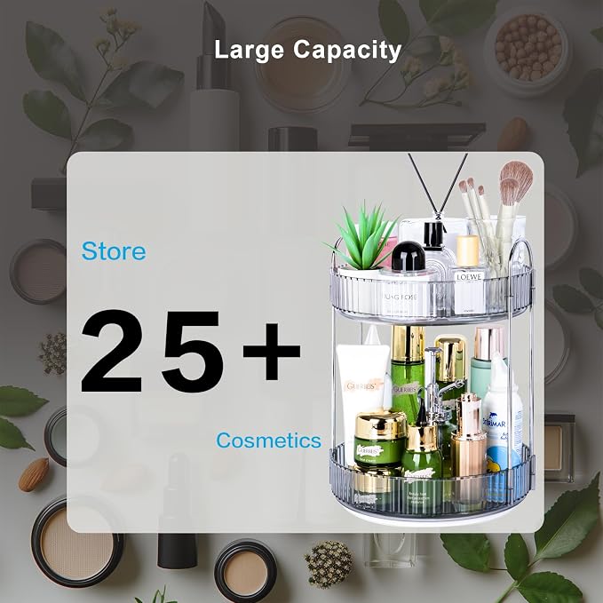 360 Rotating Makeup Organizer, 2 Tier Lazy Susan Bathroom Counter Organizer - Image 6