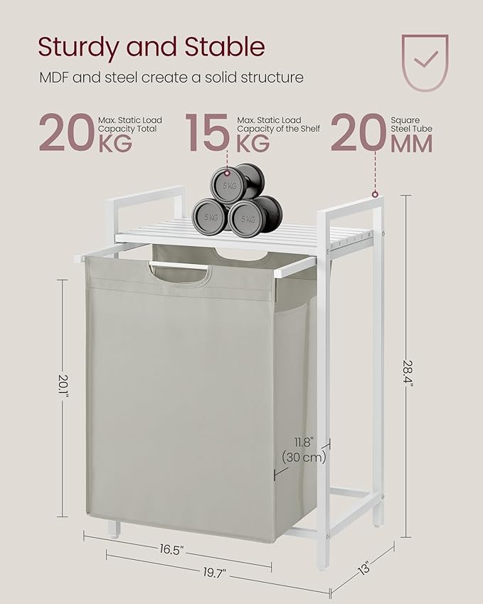 VASAGLE Laundry Hamper, Laundry Basket, Laundry Sorter - Image 6
