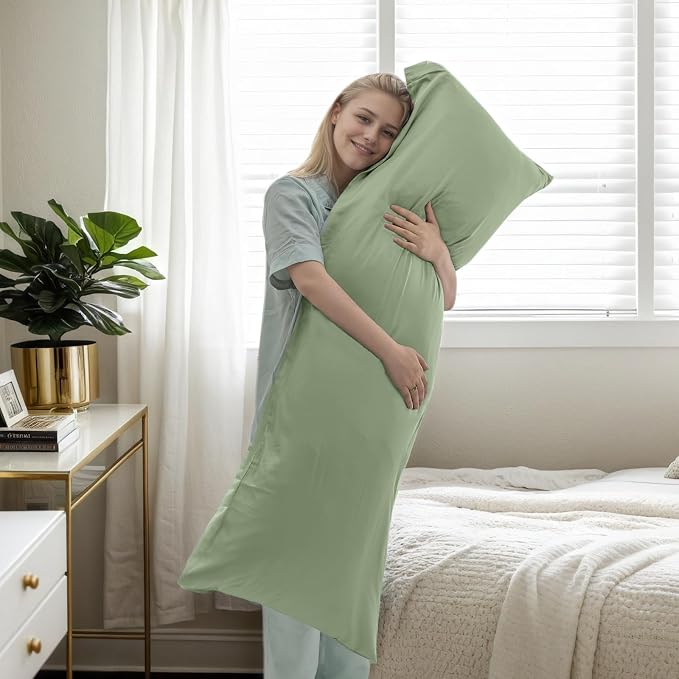 Body Cooling Pillow Cases Cover, Bamboo Rayon Green Body Pillowcases - Image 6