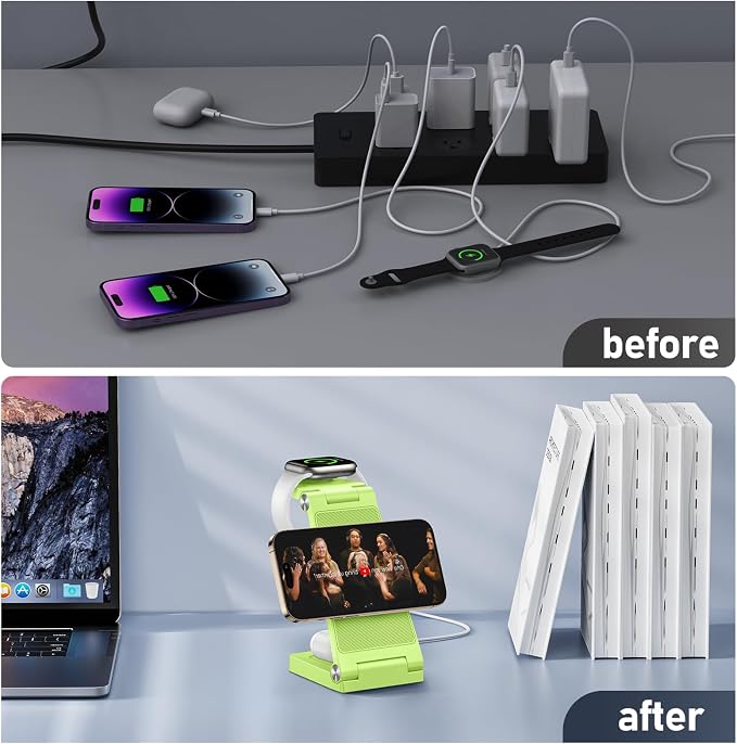 Magnetic Wireless Charger Stand, 3 in 1 Foldable Wireless Charging Station - Image 6