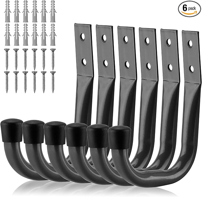 HORUSDY 6-Pack Heavy Duty Metal Wall Hooks, Large Garage Storage & Organization by HORUSDY
