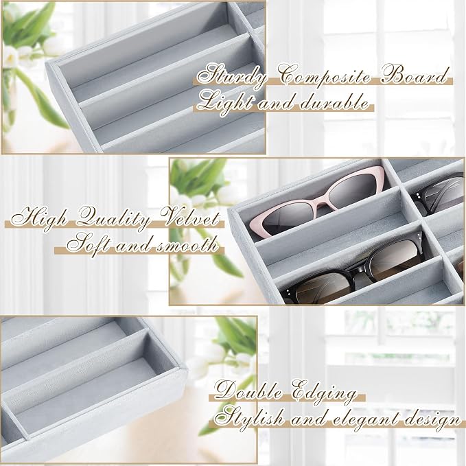Amylove 2 Pcs Sunglass Organizer Trays Glasses Stackable Jewelry Trays Sunglass - Image 3