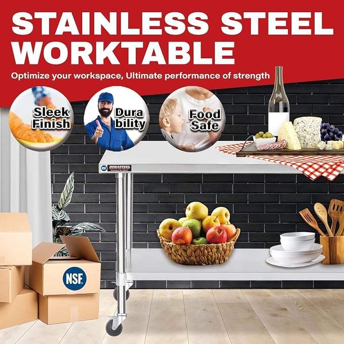 DuraSteel 30x60 NSF Stainless Steel Cart Work Table - Image 3