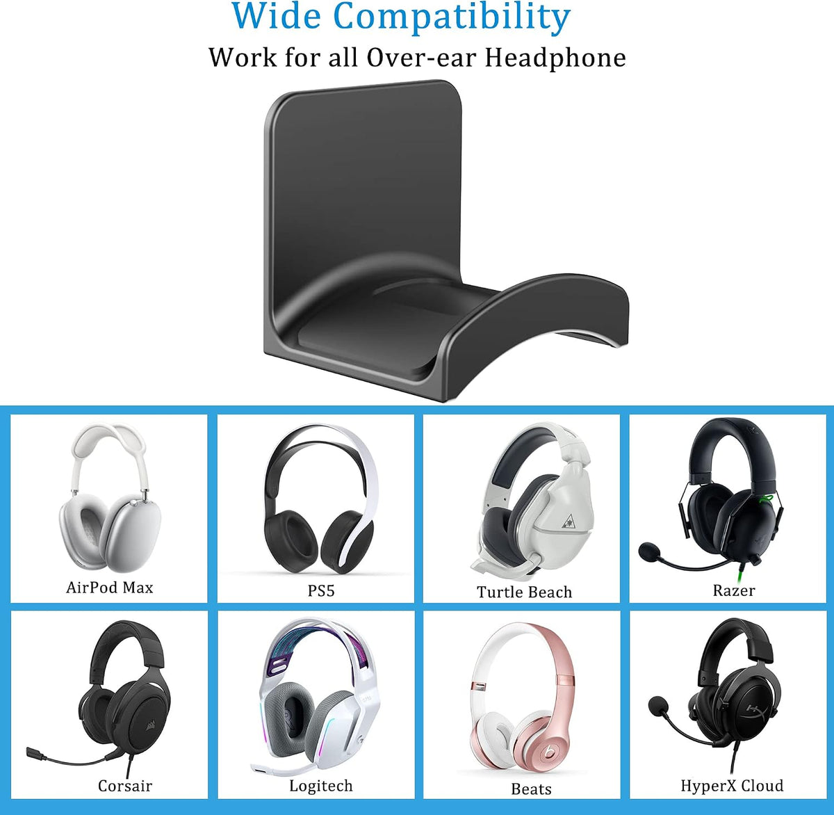Headphone Stand Headset Holder - Adhesive Gaming Earphones Hanger