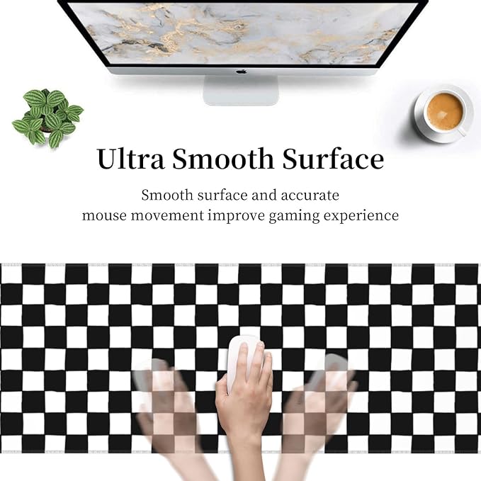 Black and White Checkered Gaming Mouse Pad, Large Mouse Pad - Image 5