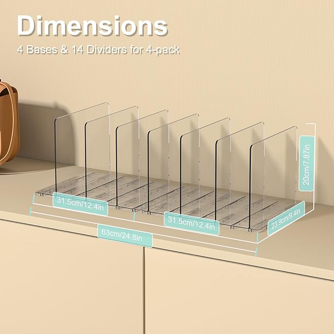 Bag & Purse Organizer for Closet: Adjustable Clear Handbag Storage Shelf - Image 6
