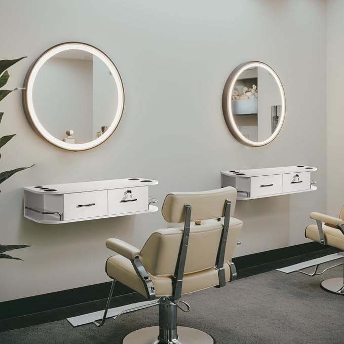 BarberPub Beauty Locking Wall Mount Styling Station, Barber Salon Station - Image 3