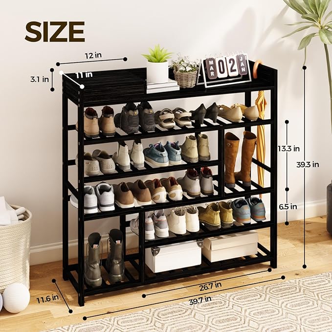 Bamworld Shoe Rack for Front Door Entrance Bamboo Shoe Organizer - Image 3