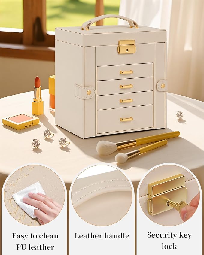 TORIBIO Jewelry Box for Women, Leather Jewelry Organizer - Image 7