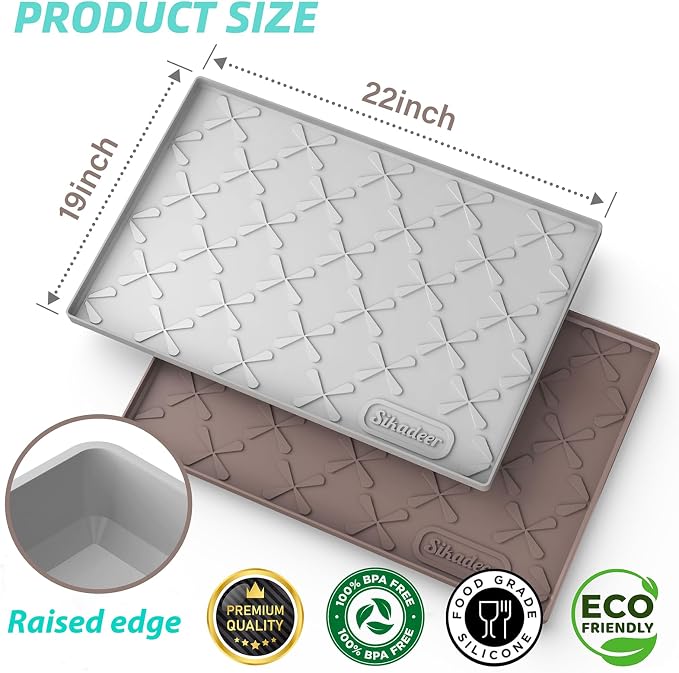 SIKADEER 22" x 19" Under Sink Mat Waterproof, Silicone Mat Kitchen Drawer Shelf - Image 3