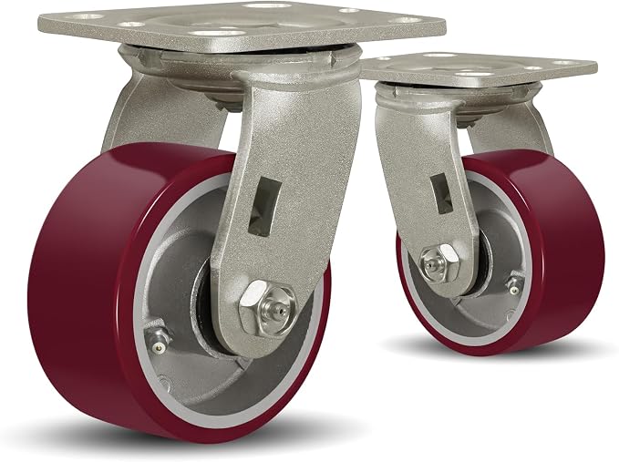 SY America 4" X 2" Casters Wheels, Heavy Duty Industrial Casters，Polyurethane by SYAmericaIndustrialCasters