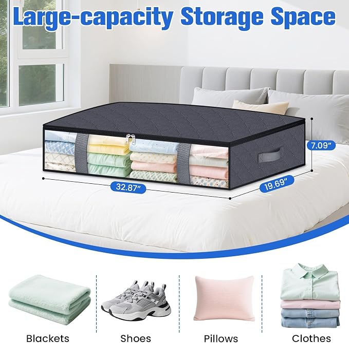 Under Bed Storage Containers, 2 Pack Blanket Storage Bags, Collapsible Storage - Image 2
