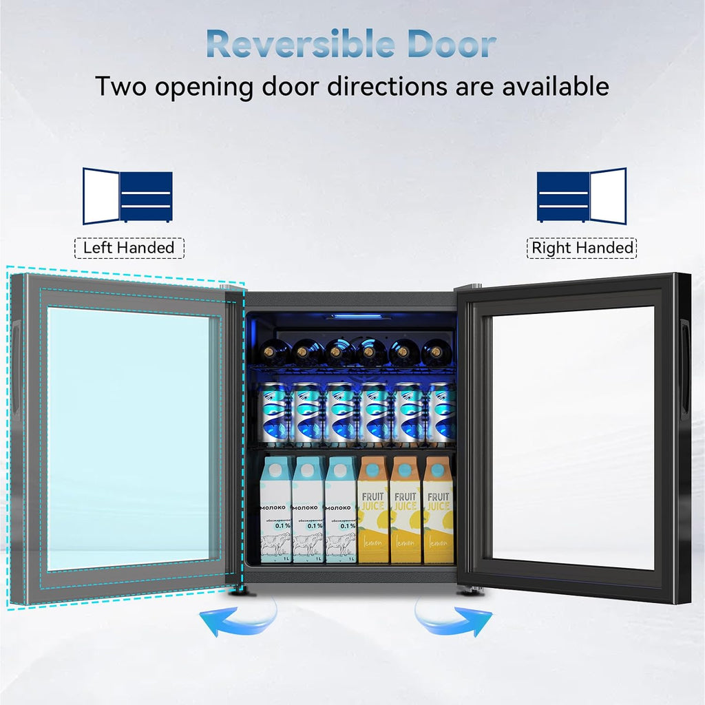 Mini Fridge with Glass Door-Small Fridge Desk Beverage Cooler for Beer
