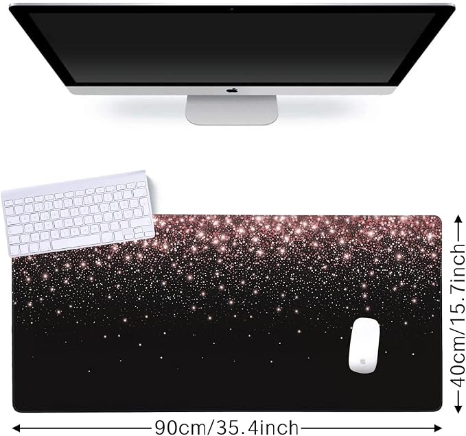 Rose Gold Glitter Gaming Mouse Pad XXL Large Desk Mouse Pad Keyboard Mat - Image 2