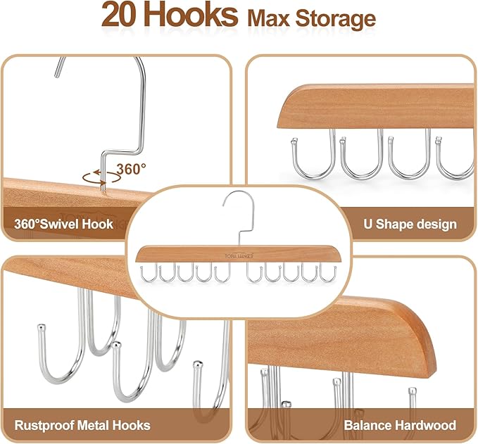 TOPIA HANGER Bra Hanger for Closet, Tank Top Hangers 20 Hooks Capacity Foldable - Image 7