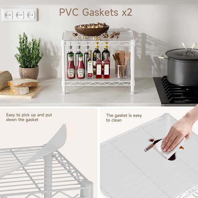 Small 2 Tier Shelves Storage Wire Shelving Unit Metal Shelf Adjustable - Image 4