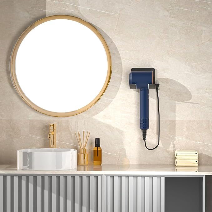 Hair Dryer Holder, Blow Dryer Holder Wall Mounted Hair Tool Organizer Self - Image 7
