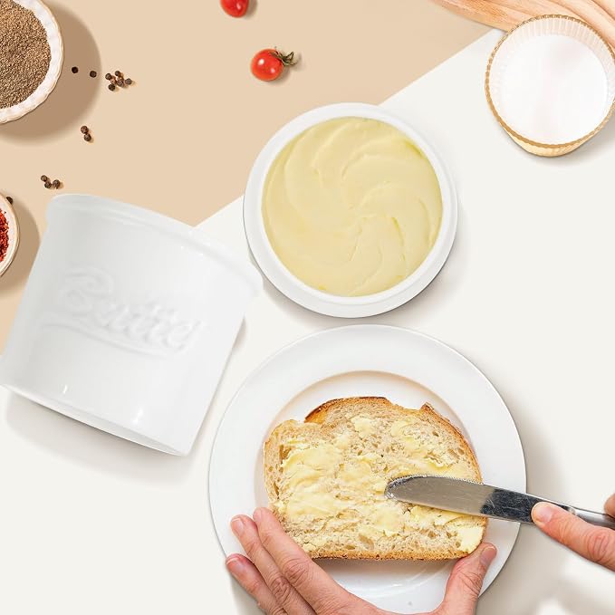 Ceramic Butter Crock with Lid & Spreader Knife, Butter Keeper - Image 7