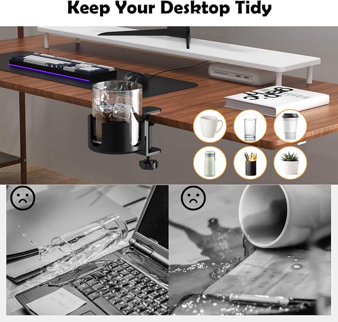 Large Desk Cup Holder Clamp， Anti-Spill Cup Holder - Image 6