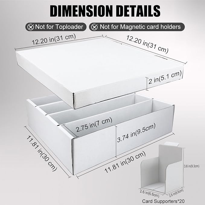 4 Row Trading Card Storage Box, 5 Pack 3200 Count White Cardboard Storage Box - Image 2