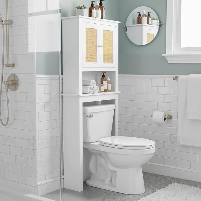 Over The Toilet Storage Cabinet, Behind Toilet Bathroom Organizer by GROZING