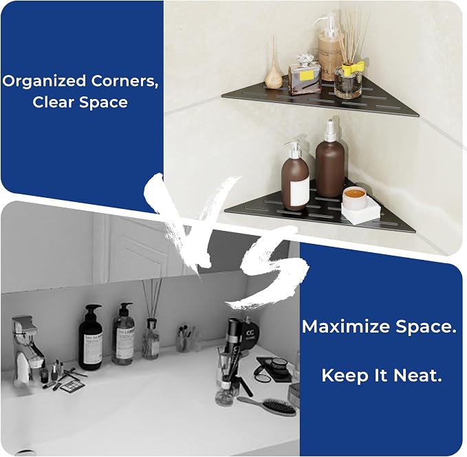 Corner Shower Caddy Shelf, Recessed Built-in Bathroom Storage - Image 8